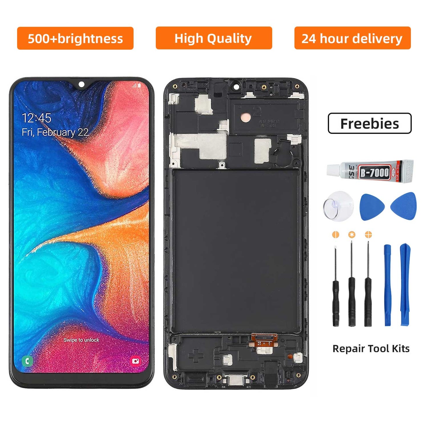 ?Original For Samsung A20s with frame LCD Screen Replacement Tool Set - Digital Touch Display Assembly Kit with Installation Accessories