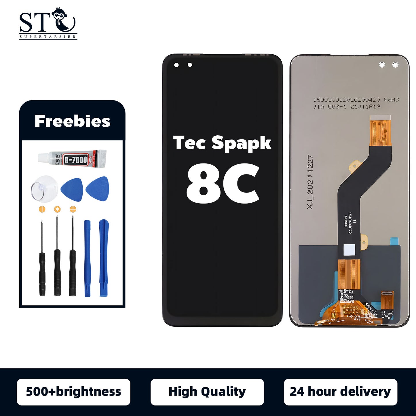 Orignal For INFINIX TEC Spapk 8C LCD Digital Touch Screen Display Assembly for Replacement Accessory Installation