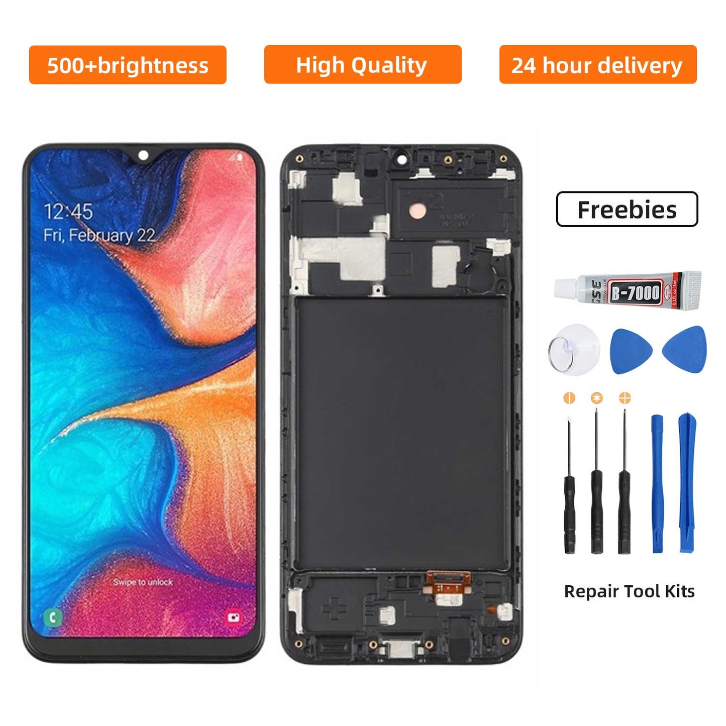 ?Original For Samsung A20 oled with frame LCD Screen Replacement Tool Set - Digital Touch Display Assembly Kit with Installation Accessories