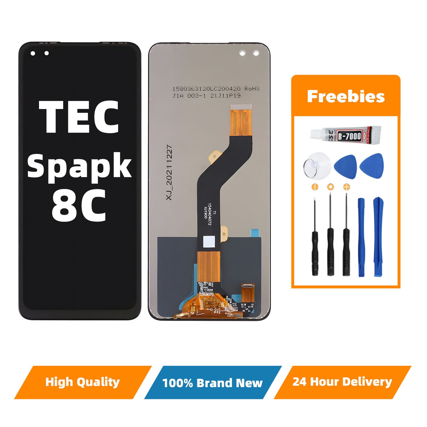 Orignal For INFINIX TEC-SPARK 8C LCD Digital Touch Screen Display Assembly for Replacement Accessory Installation