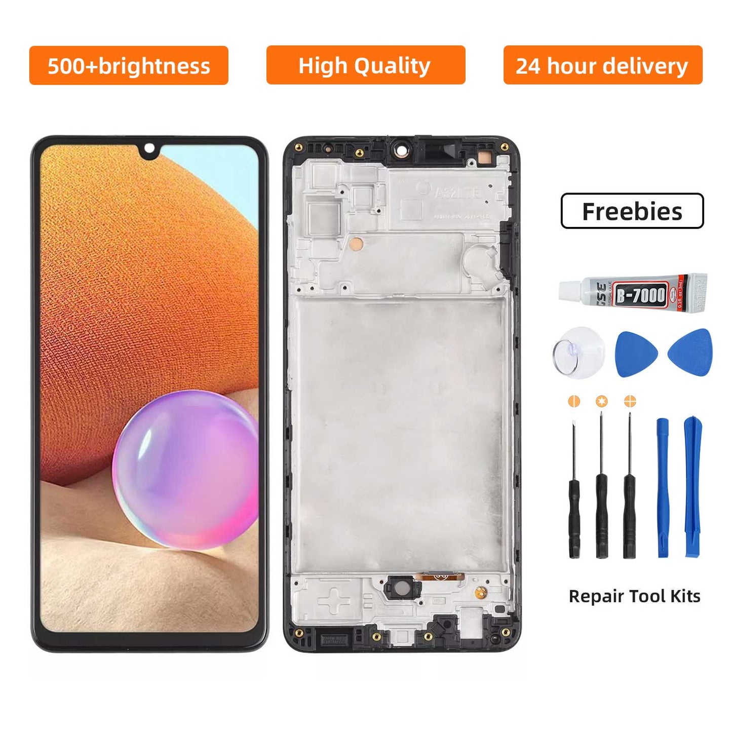 ?Original For Samsung A32 4G WITH FRAME LCD Screen Replacement Tool Set - Digital Touch Display Assembly Kit with Installation Accessories