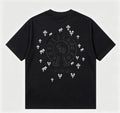 100% Cotton! Heavyweight High Street Gothic Cross Embroidered Short Sleeve Men's Summer Boxy Fit Loose T Shirt Streetwear Unisex Top
