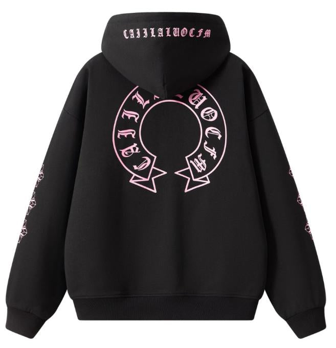 [100% Cotton] Unisex Oversized Hoodie | Premium Embroidery Gothic Horseshoe | Y2K Retro Sleeve Print Pullover | SG Seller