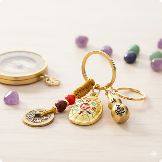 Bagua Wealth & Protection Charm Keychain