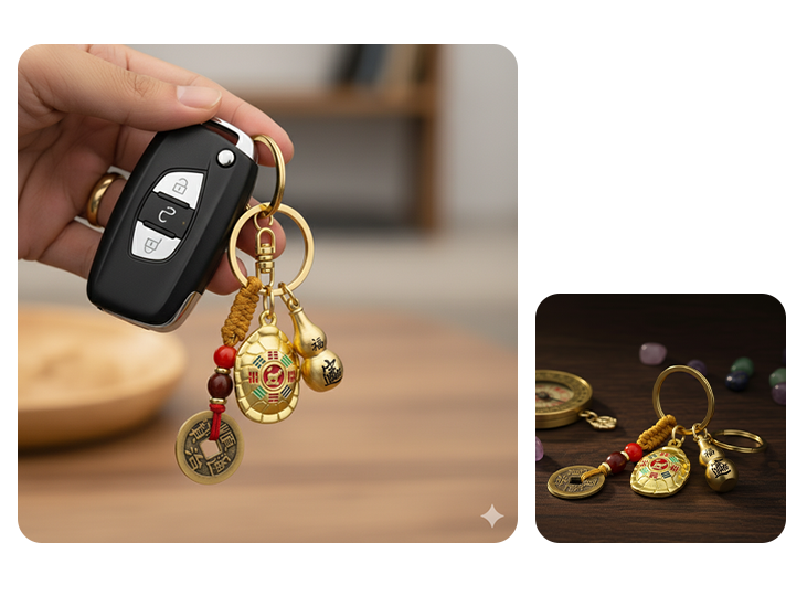 Bagua Wealth & Protection Charm Keychain