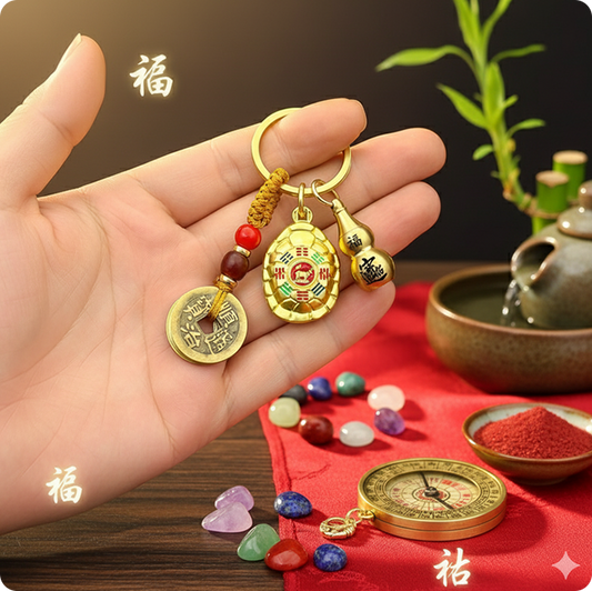 Bagua Wealth & Protection Charm Keychain