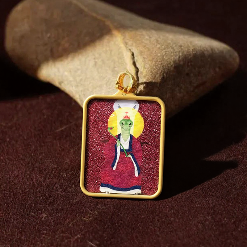 NORTHEAST FIVE IMMORTALS THANGKA AMULET