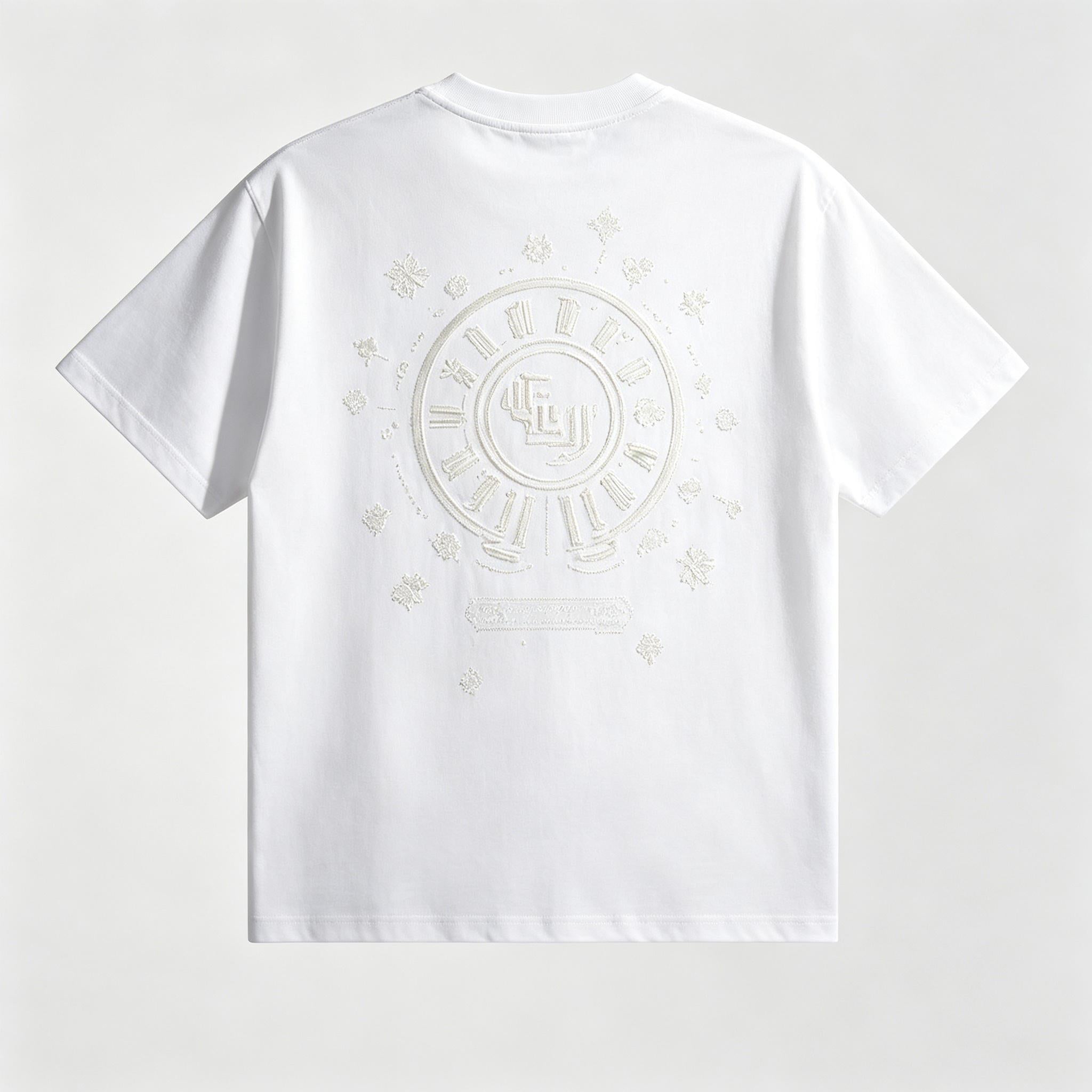 100% Cotton! Heavyweight High Street Gothic Cross Embroidered Short Sleeve Men's Summer Boxy Fit Loose T Shirt Streetwear Unisex Top
