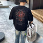 100% Cotton Heavyweight Feel! Retro Vibe Suede Flocking Horseshoe T-Shirt Men's Summer Boxy Fit Loose Streetwear Unisex Top