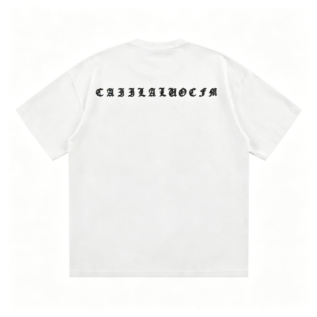 Summer Heavyweight Boxy T shirt | Sparkling Rhinestone Gothic Design | Liquid Water Soft Cotton | High grade Trendy Brand Short Sleeve for Men