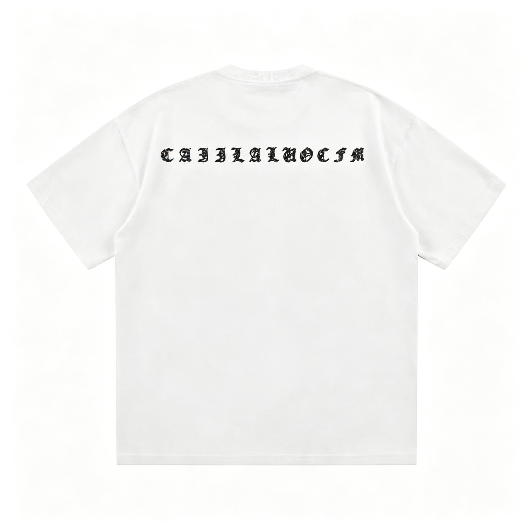 Summer Heavyweight Boxy T shirt | Sparkling Rhinestone Gothic Design | Liquid Water Soft Cotton | High grade Trendy Brand Short Sleeve for Men