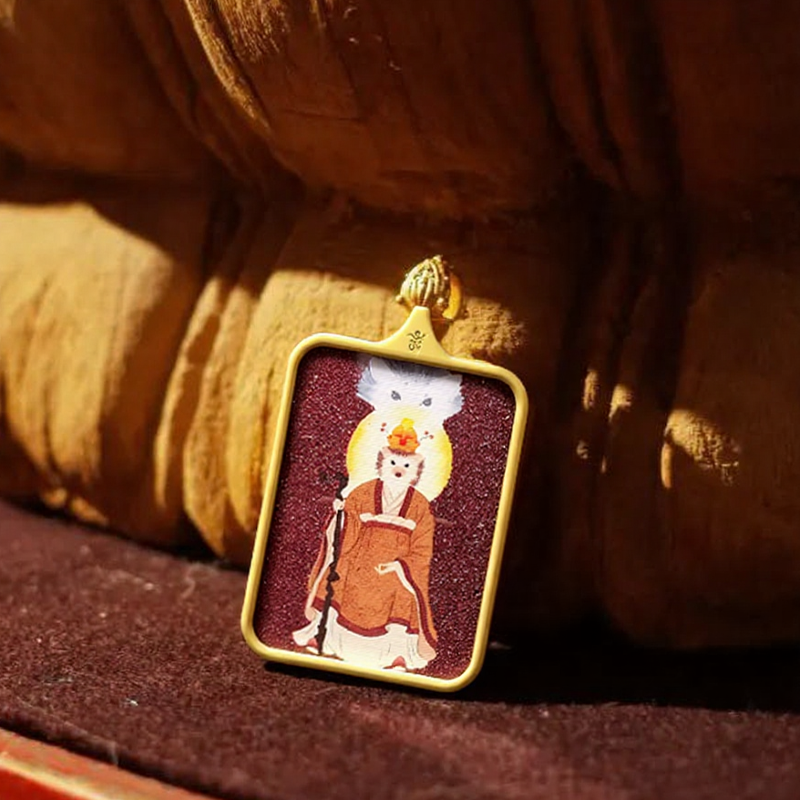 NORTHEAST FIVE IMMORTALS THANGKA AMULET