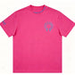 100% Cotton High Street Collar Embroidery T-Shirt Men's Women's Oversize Loose Fit Heavyweight Unisex Couple Streetwear Tee Black/Pink