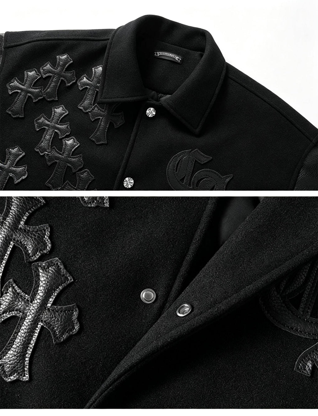 SG Ready Stock | Premium Unisex Streetwear Jacket | Lychee Leather Embroidery Top | Thickened Fabric Urban Fashion | Versatile Couple Outerwear