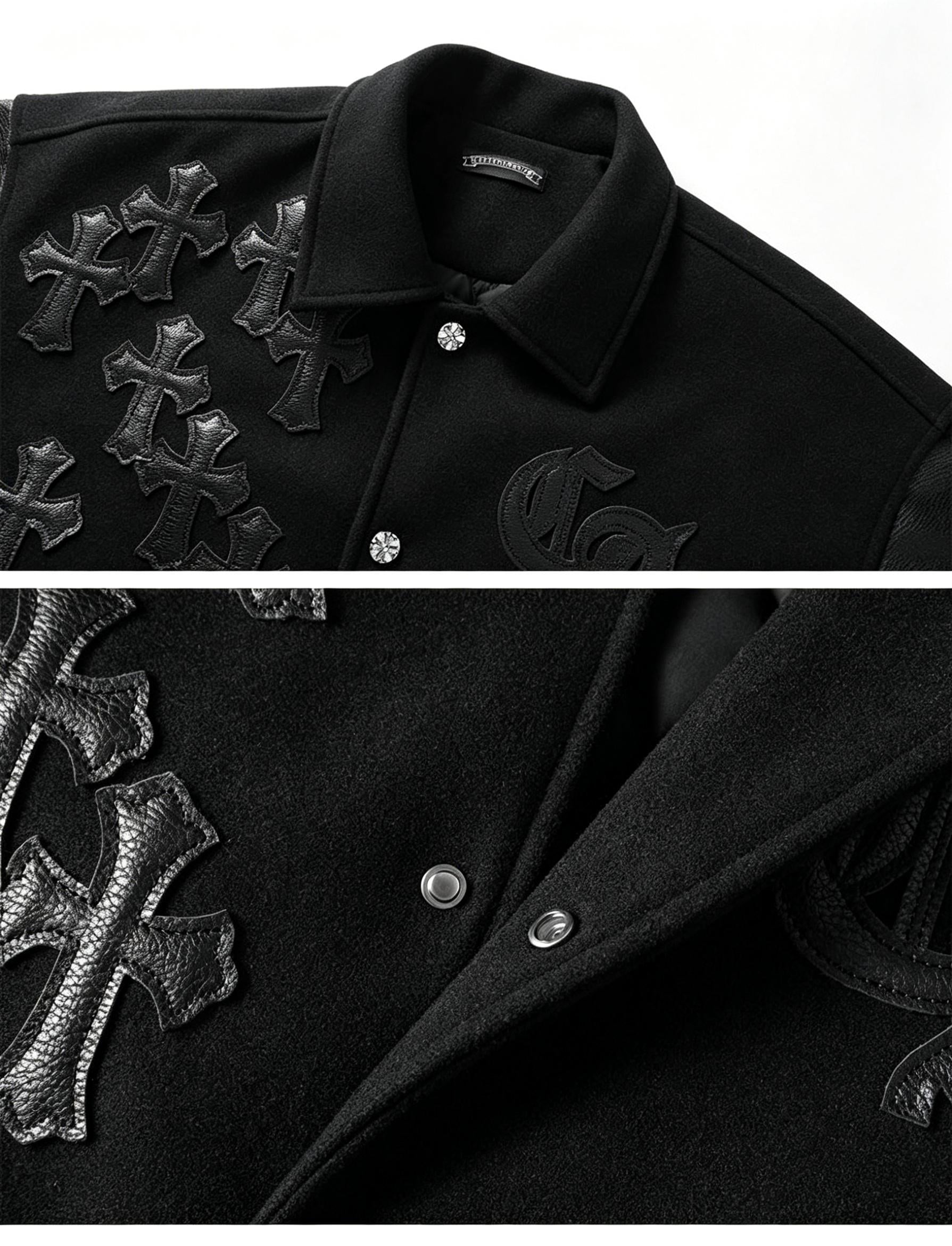 SG Ready Stock | Premium Unisex Streetwear Jacket | Lychee Leather Embroidery Top | Thickened Fabric Urban Fashion | Versatile Couple Outerwear