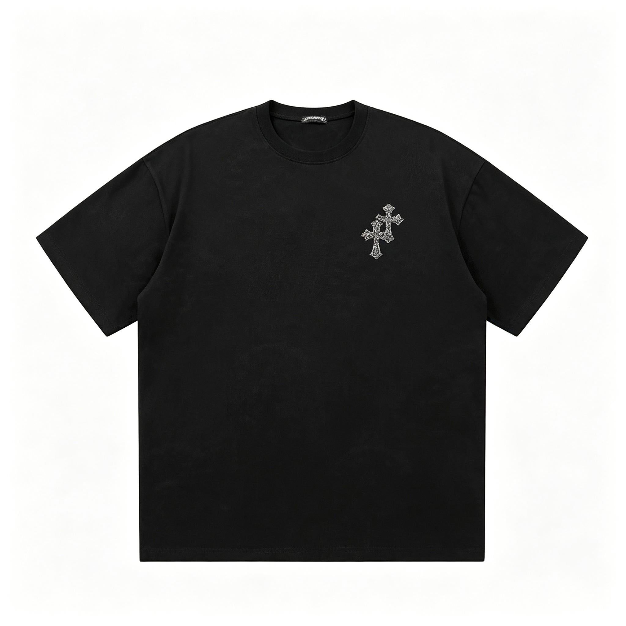 Summer Heavyweight Boxy T shirt | Sparkling Rhinestone Gothic Design | Liquid Water Soft Cotton | High grade Trendy Brand Short Sleeve for Men