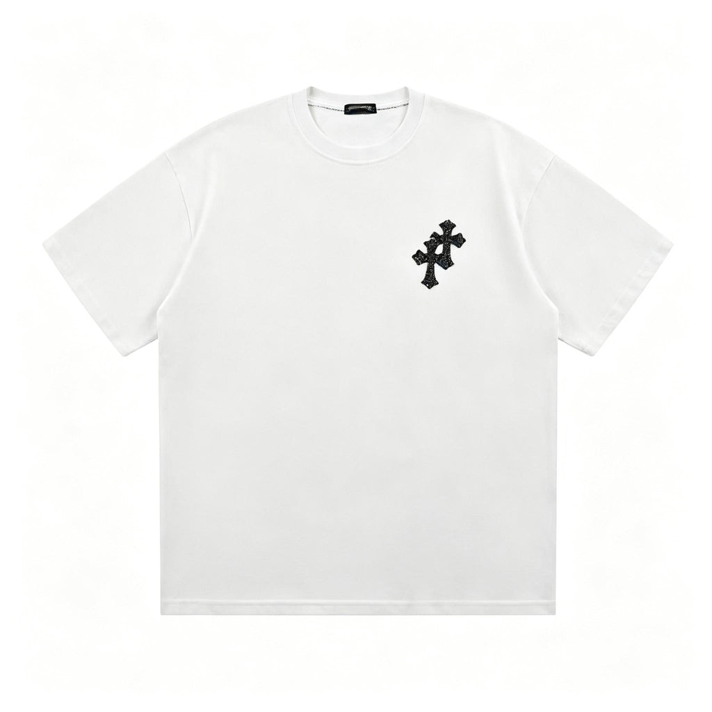 Summer Heavyweight Boxy T shirt | Sparkling Rhinestone Gothic Design | Liquid Water Soft Cotton | High grade Trendy Brand Short Sleeve for Men