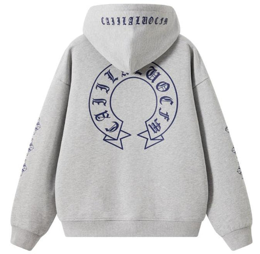 [100% Cotton] Unisex Oversized Hoodie | Premium Embroidery Gothic Horseshoe | Y2K Retro Sleeve Print Pullover | SG Seller