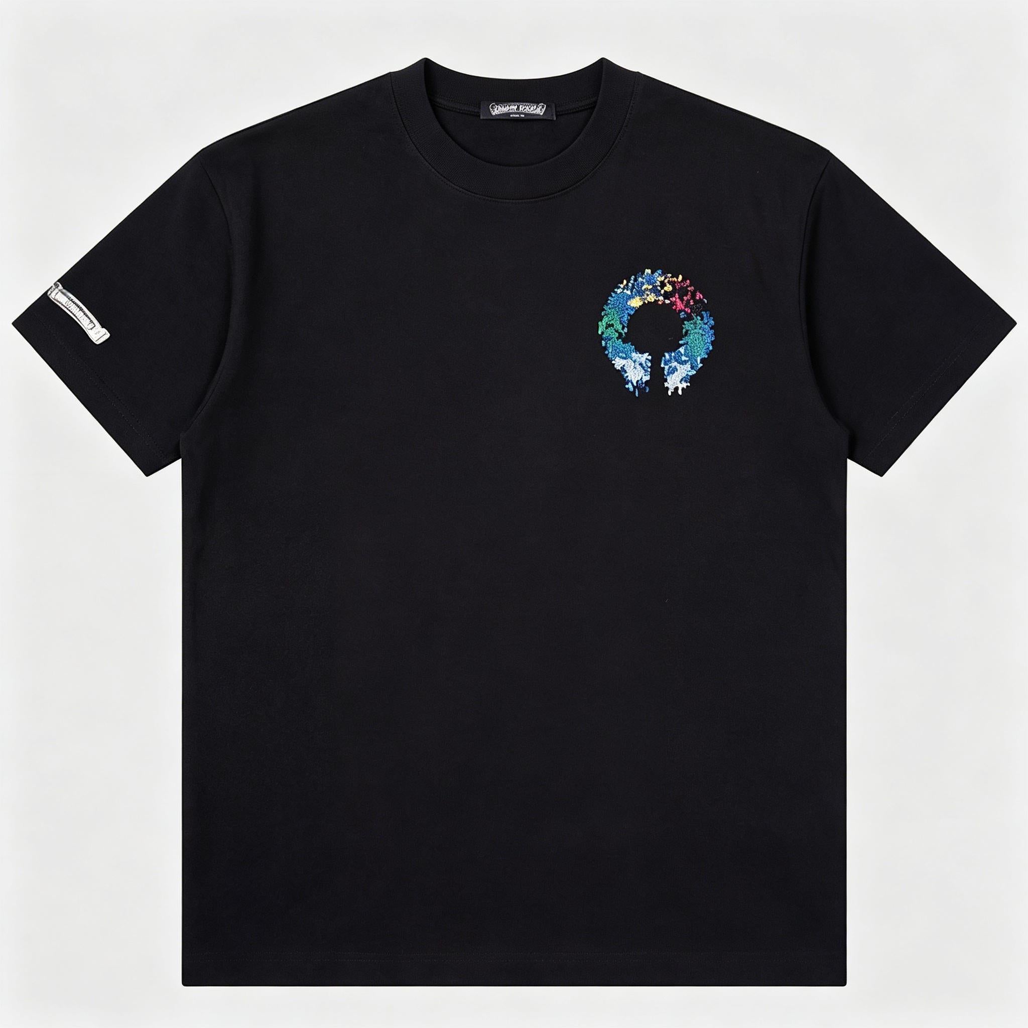Trendy New Men's T-Shirt | 3D Iridescent Horseshoe Pattern | 300g Heavy Cotton High-grade Short Sleeve | Korean Style Loose Streetwear Tee Unisex
