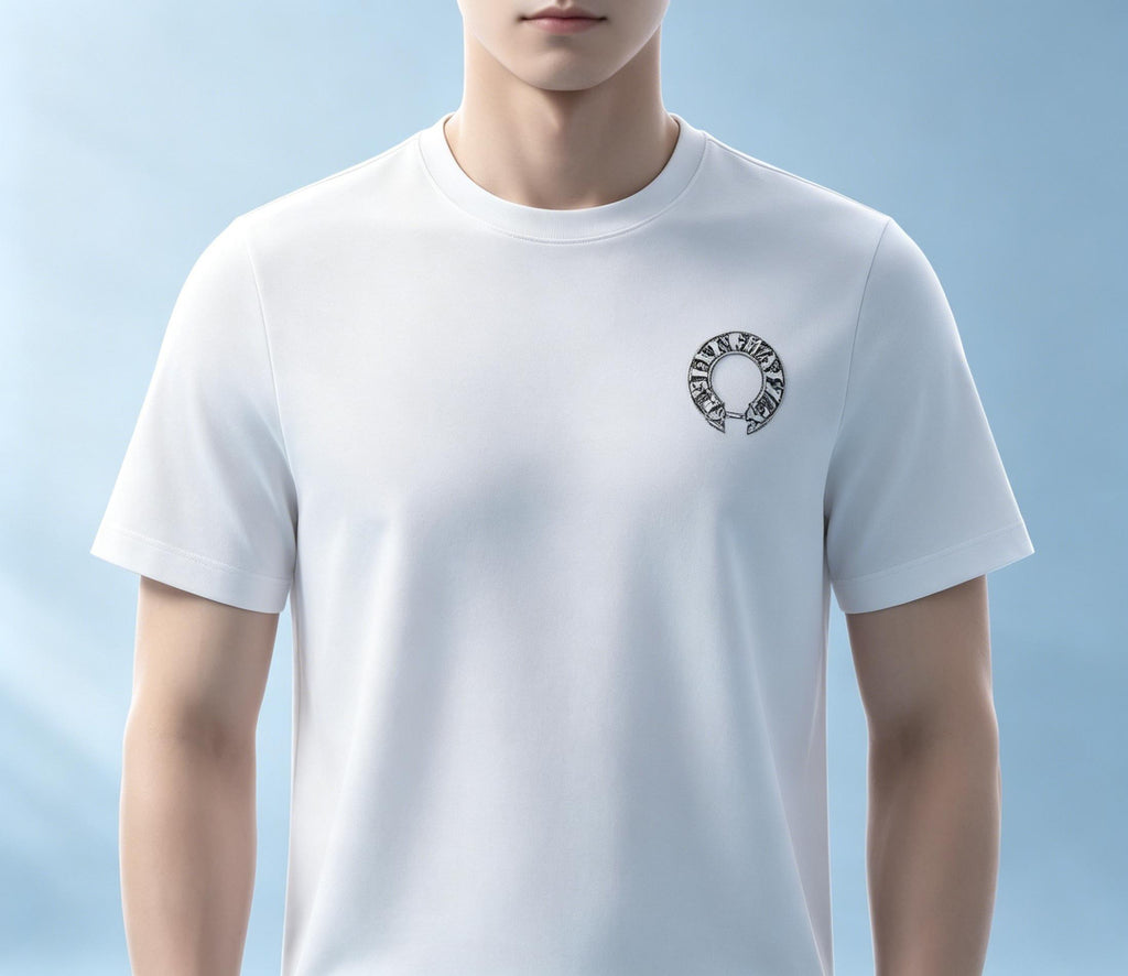 Summer Heavyweight Boxy T-shirt | Suede Silk Screen Back Hem Design | Laser Flocking Cross Streetwear | 100% Pure Cotton Trendy Brand