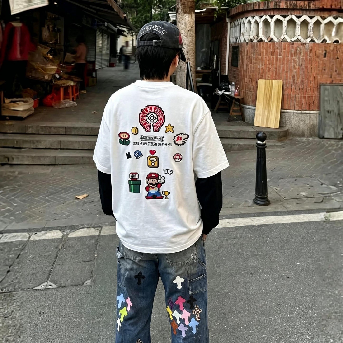 【2026 New Arrival】Korean Fashion Oversize T-Shirt | Mario Game Style Streetwear | Comfortable Heavy Fabric | Plus Size S-2XL