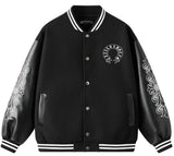 Unisex Premium Varsity Jacket | Heavyweight Woolen & Leather Contrast | Gothic Embroidery Bomber | SG Seller [Ready Stock]