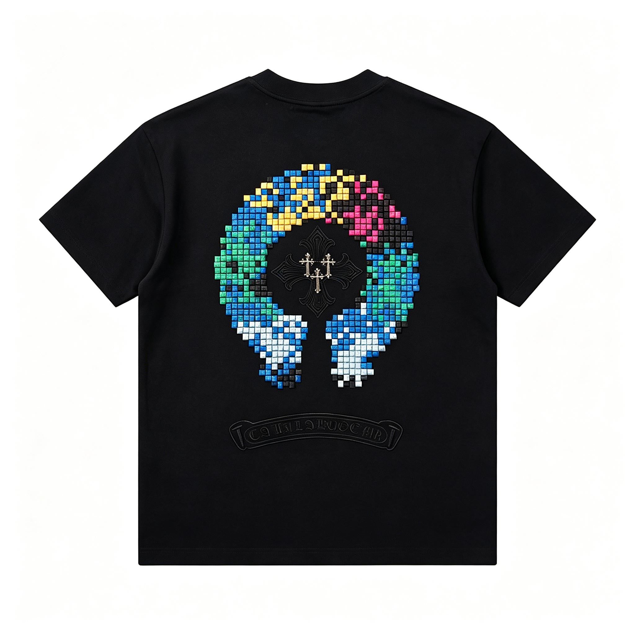 Trendy New Men's T-Shirt | 3D Iridescent Horseshoe Pattern | 300g Heavy Cotton High-grade Short Sleeve | Korean Style Loose Streetwear Tee Unisex
