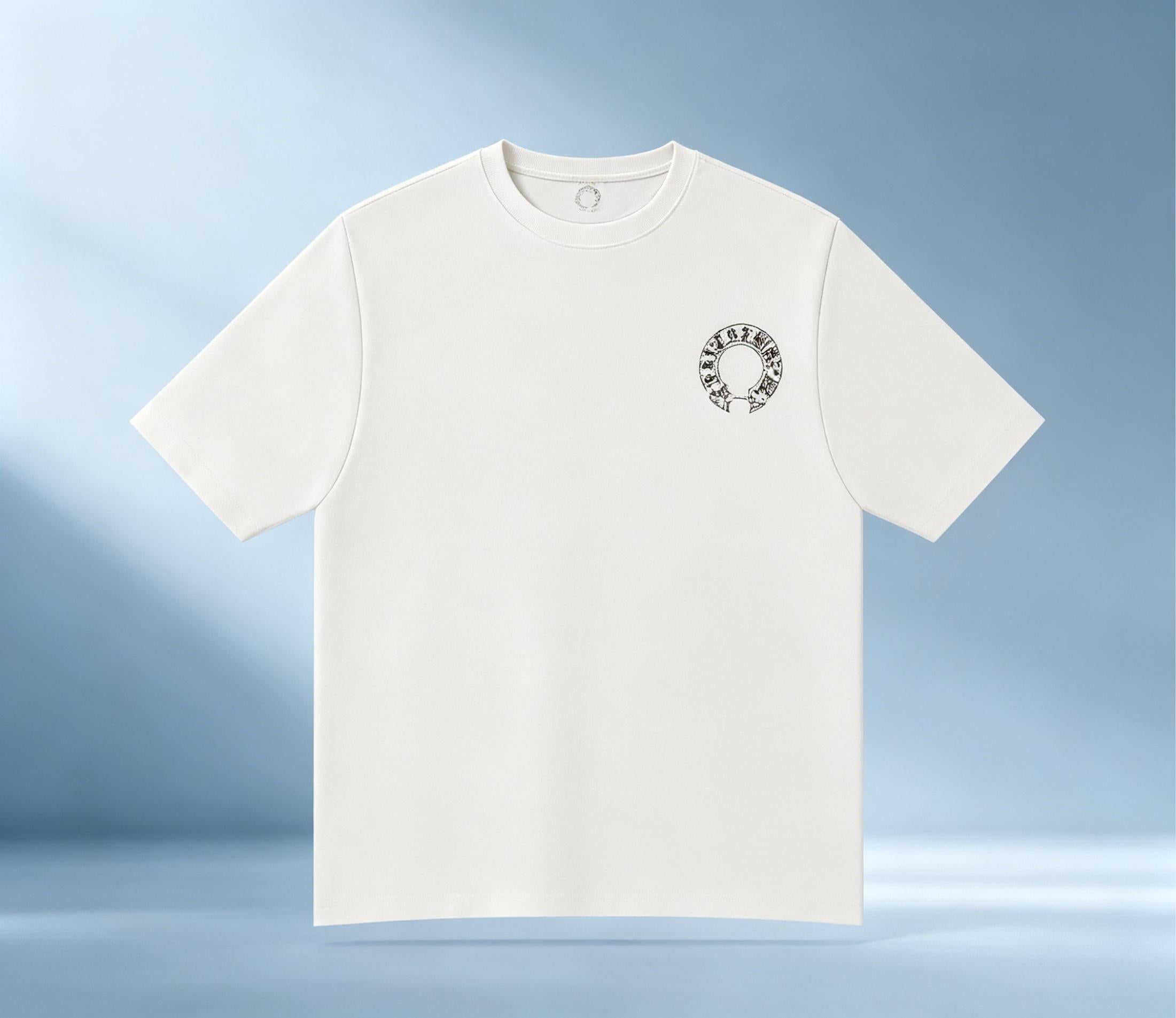 Summer Heavyweight Boxy T-shirt | Suede Silk Screen Back Hem Design | Laser Flocking Cross Streetwear | 100% Pure Cotton Trendy Brand