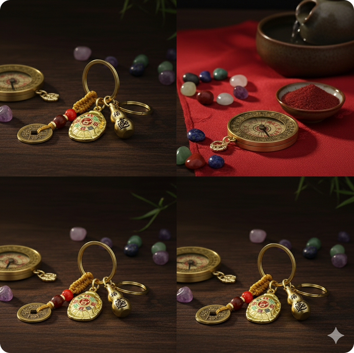 Bagua Wealth & Protection Charm Keychain