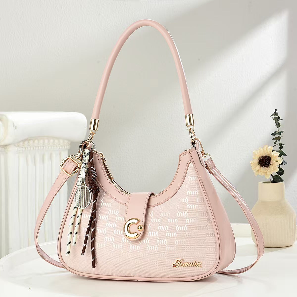 NUNU Gyoza-style canvas bag, unisex (for both men and women), fashionable, crossbody, semi-circular shape, nylon material, suitable for both men and women.