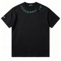 100% Cotton High Street Green & Black Gothic Cross Embroidered T Shirt Men's Women's Oversize Loose Fit Unisex Couple Streetwear Tee