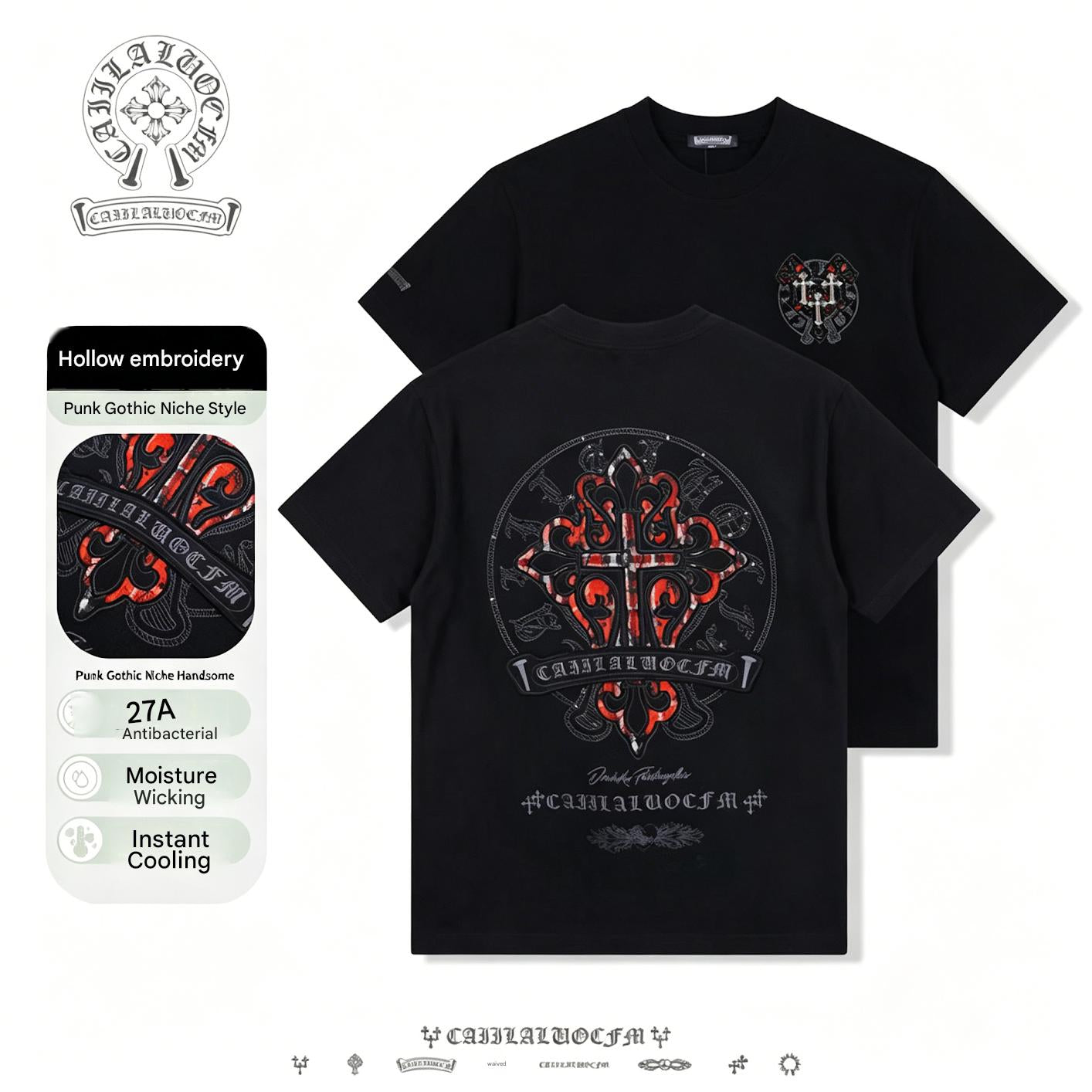 100% Cotton Heavyweight Feel! Retro Vibe Suede Flocking Horseshoe T-Shirt Men's Summer Boxy Fit Loose Streetwear Unisex Top