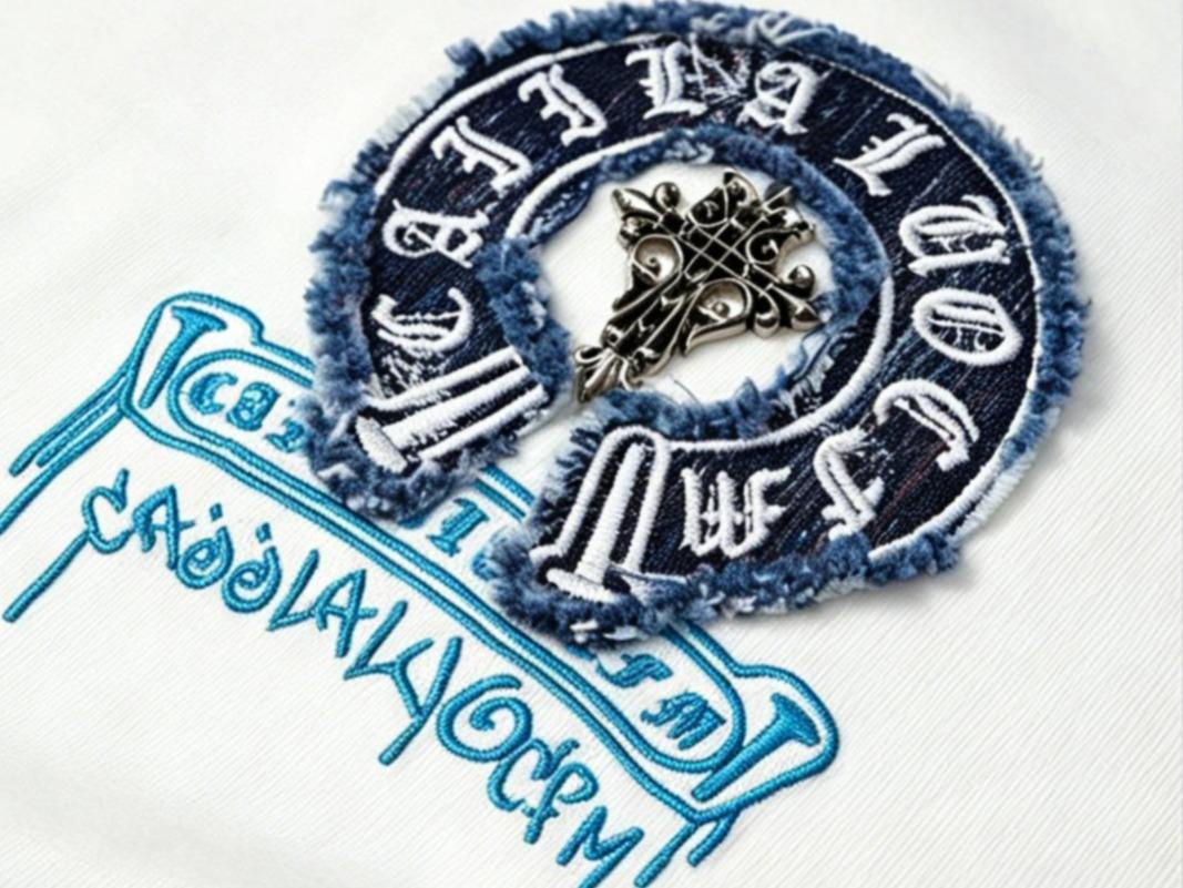 100% Cotton Heavyweight Feel! Retro Gothic Cross Denim Patchwork T-Shirt Men's Summer Loose Boxy Fit Street Hip-Hop Tee Top