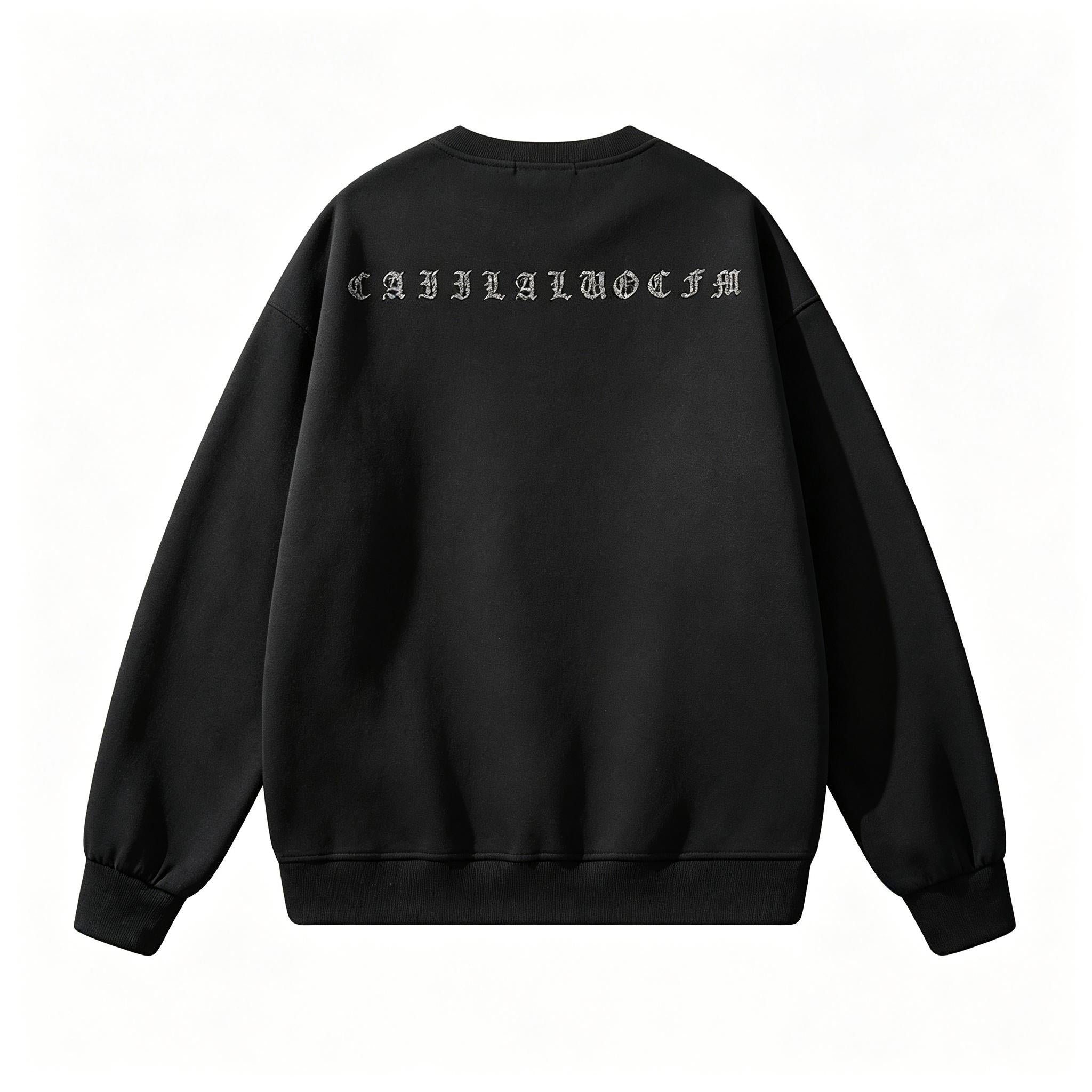 Men's Rhinestone Cross Sweatshirt | Y2K High Street Oversized Pullover | Heavyweight Cotton Hip Hop Jumper | Unisex Gothic Aesthetic Top