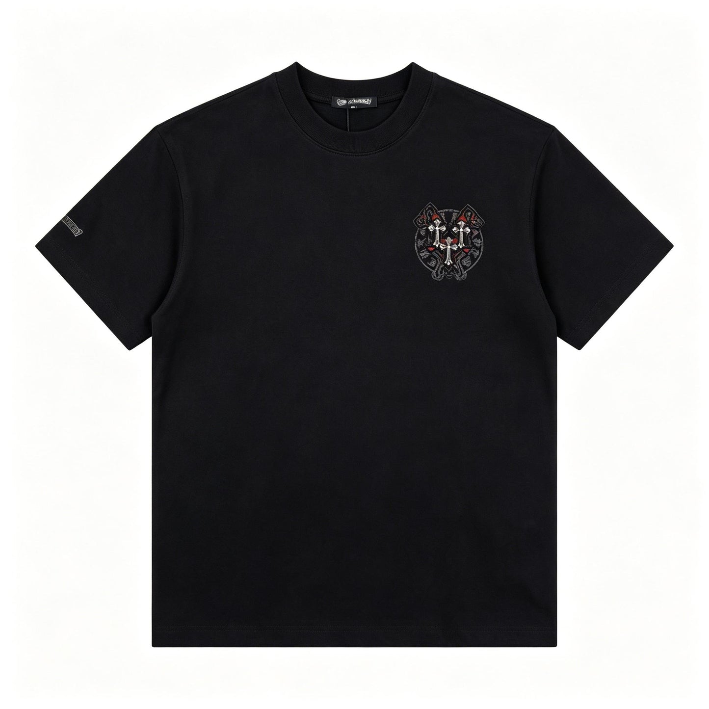 100% Cotton Heavyweight Feel! Retro Vibe Suede Flocking Horseshoe T-Shirt Men's Summer Boxy Fit Loose Streetwear Unisex Top