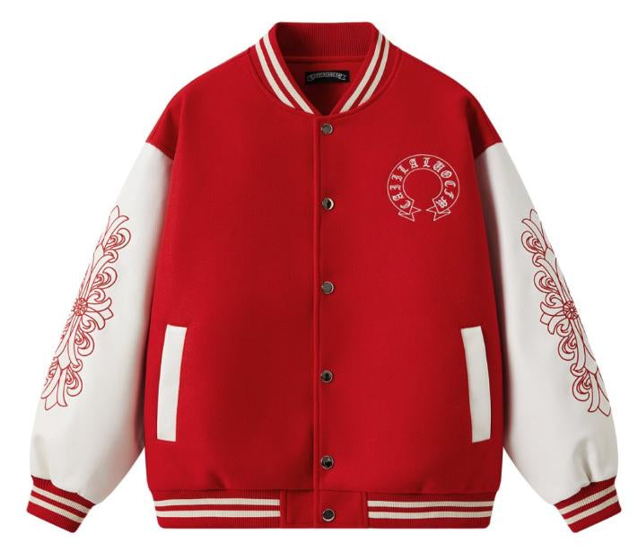 Unisex Premium Varsity Jacket | Heavyweight Woolen & Leather Contrast | Gothic Embroidery Bomber | SG Seller [Ready Stock]