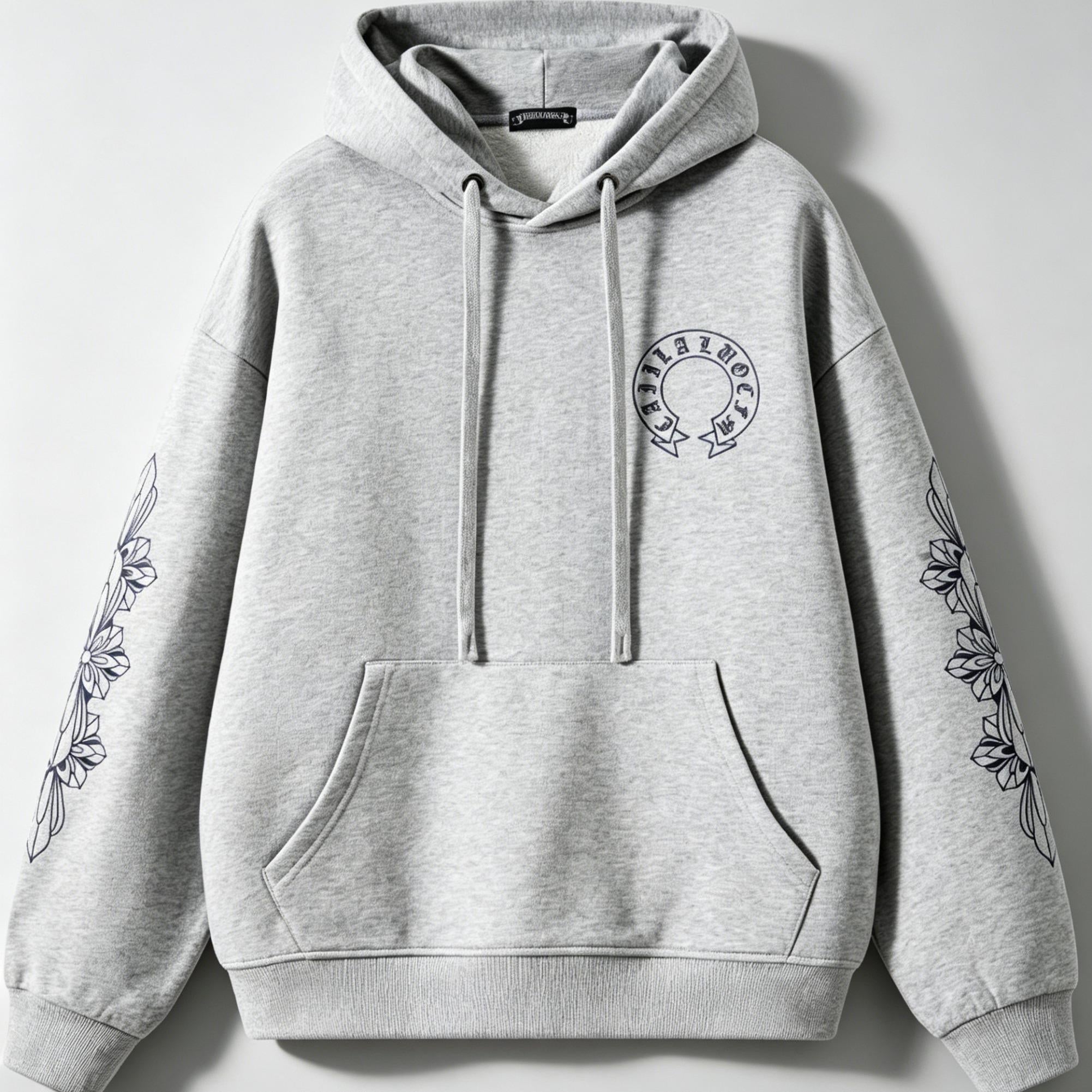 [100% Cotton] Unisex Oversized Hoodie | Premium Embroidery Gothic Horseshoe | Y2K Retro Sleeve Print Pullover | SG Seller