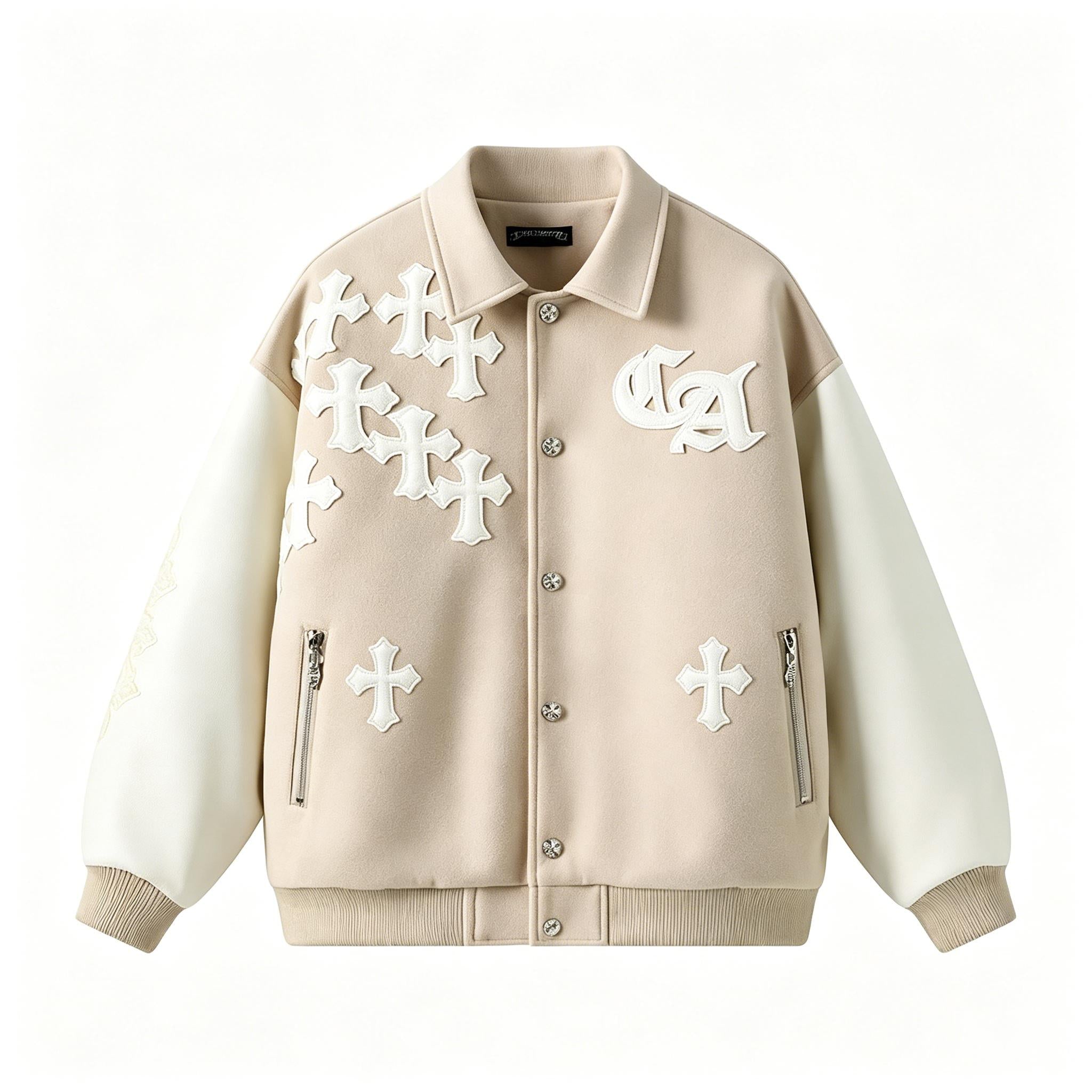 SG Ready Stock | Premium Unisex Streetwear Jacket | Lychee Leather Embroidery Top | Thickened Fabric Urban Fashion | Versatile Couple Outerwear