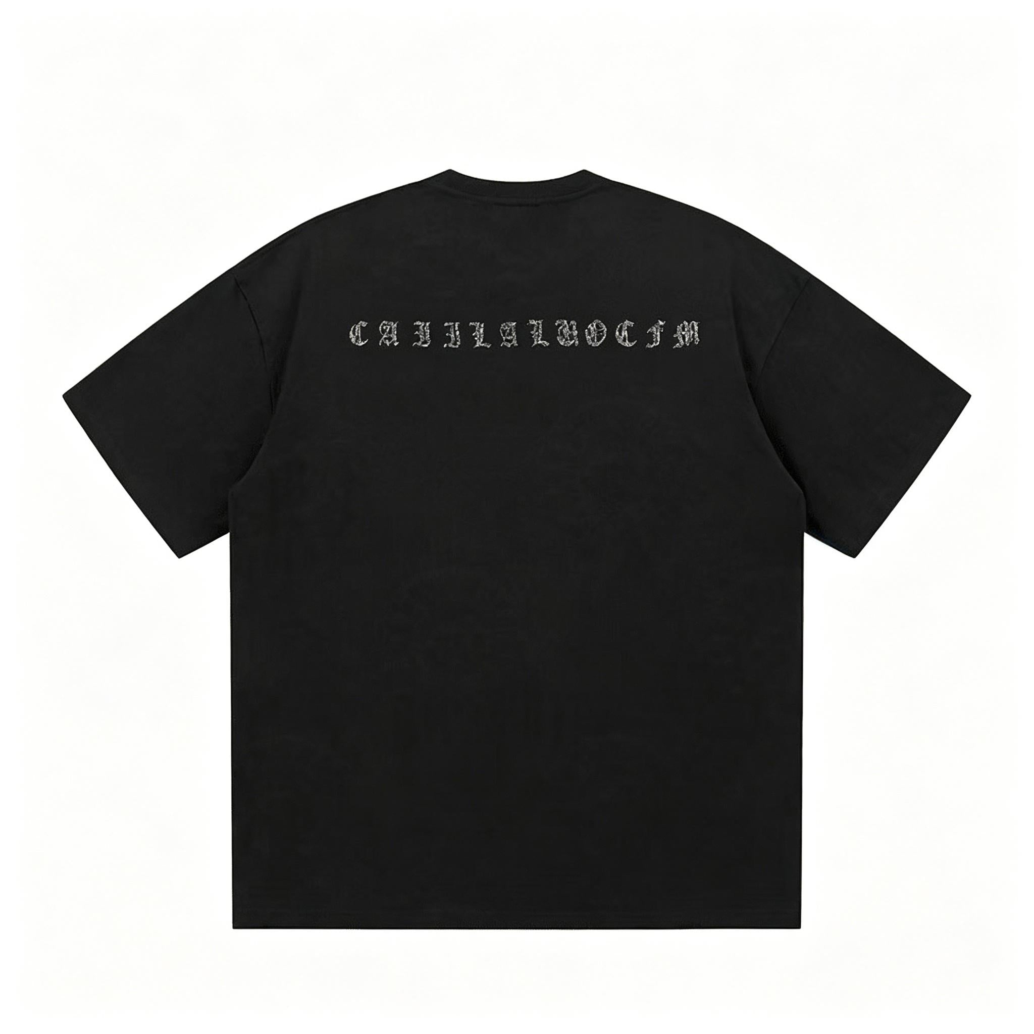 Summer Heavyweight Boxy T shirt | Sparkling Rhinestone Gothic Design | Liquid Water Soft Cotton | High grade Trendy Brand Short Sleeve for Men