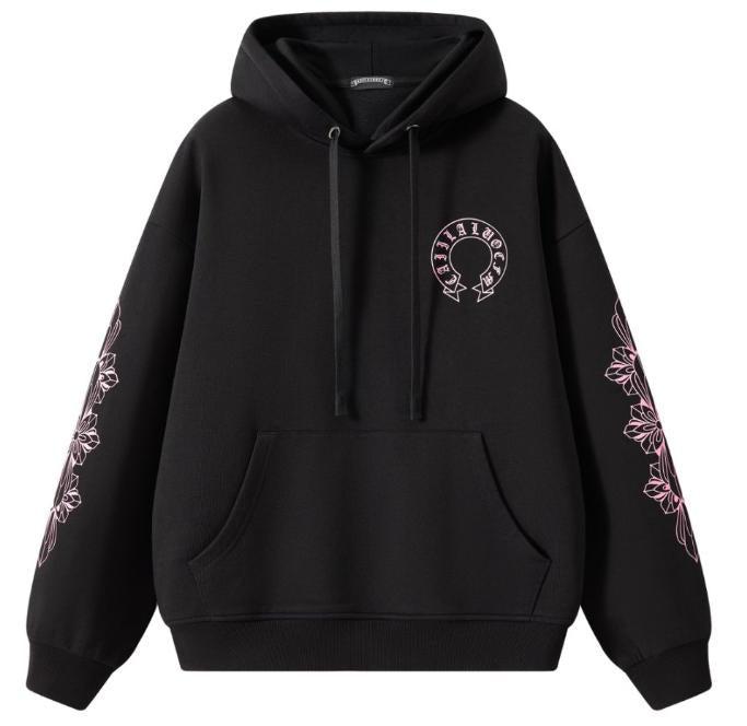 [100% Cotton] Unisex Oversized Hoodie | Premium Embroidery Gothic Horseshoe | Y2K Retro Sleeve Print Pullover | SG Seller