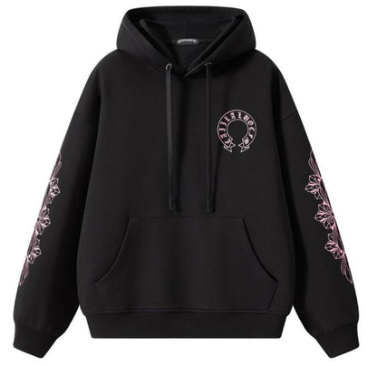 [100% Cotton] Unisex Oversized Hoodie | Premium Embroidery Gothic Horseshoe | Y2K Retro Sleeve Print Pullover | SG Seller