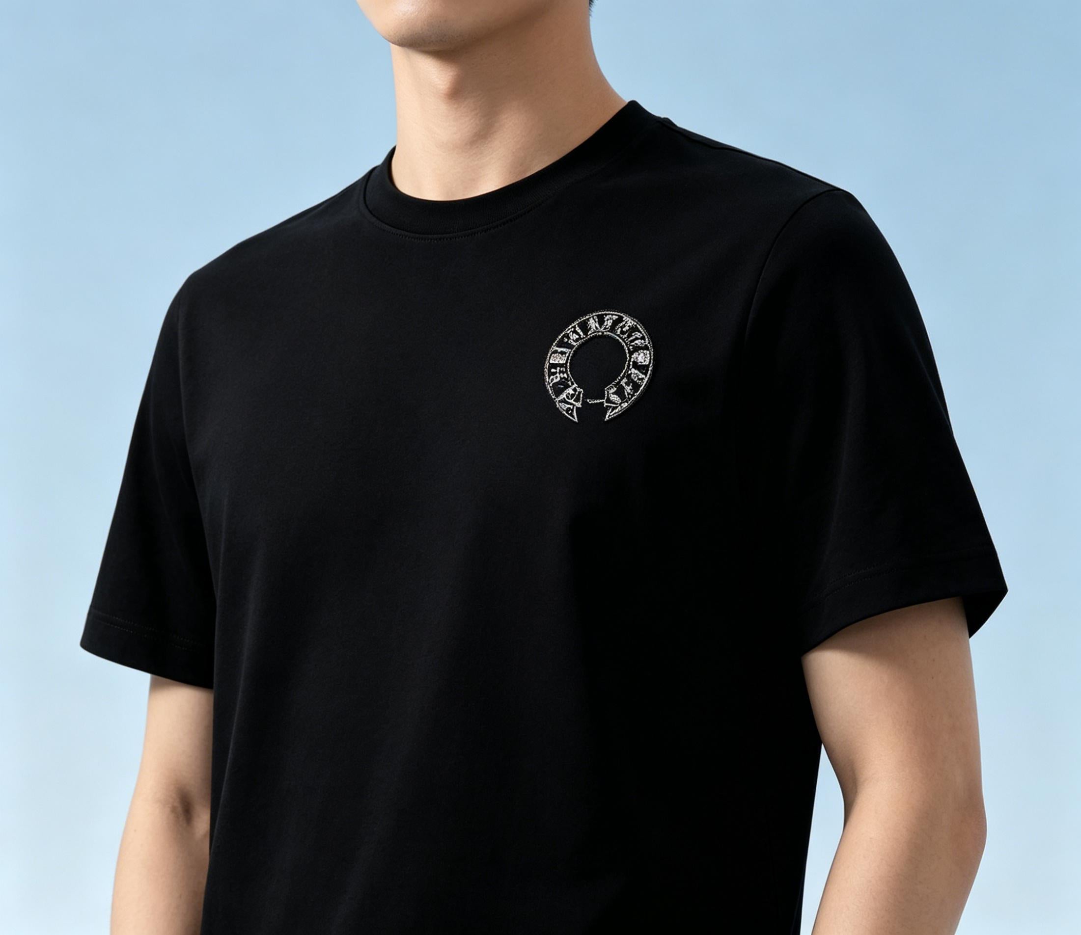 Summer Heavyweight Boxy T-shirt | Suede Silk Screen Back Hem Design | Laser Flocking Cross Streetwear | 100% Pure Cotton Trendy Brand
