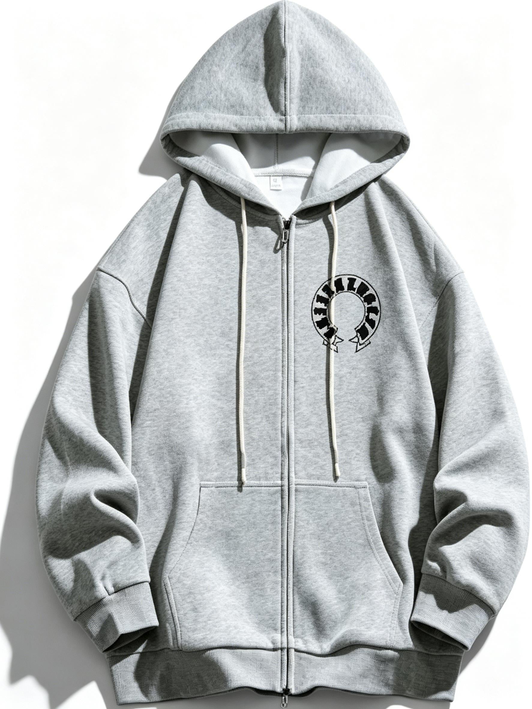 [100% Cotton] Unisex Vintage Streetwear Hoodie | Gothic Cross Graphic Zip Up Jacket | Baggy Y2K Style Outerwear | Trendy SG